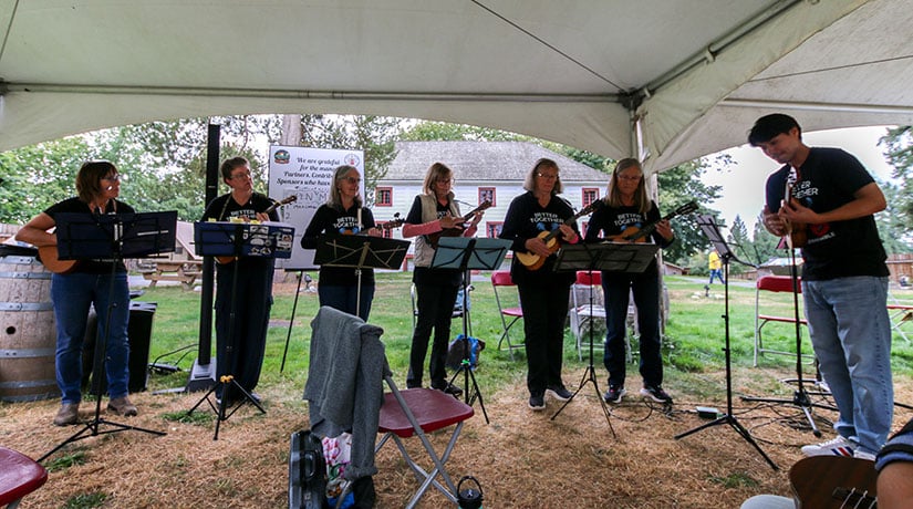 Performers at Fort Langley Ukulele Festival
